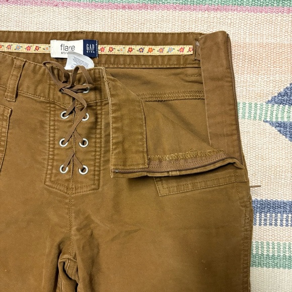 Vintage Gap Girls 14 Embroidered Stretch Flare Jeans Flower Lace Up Fly - Picture 4 of 10